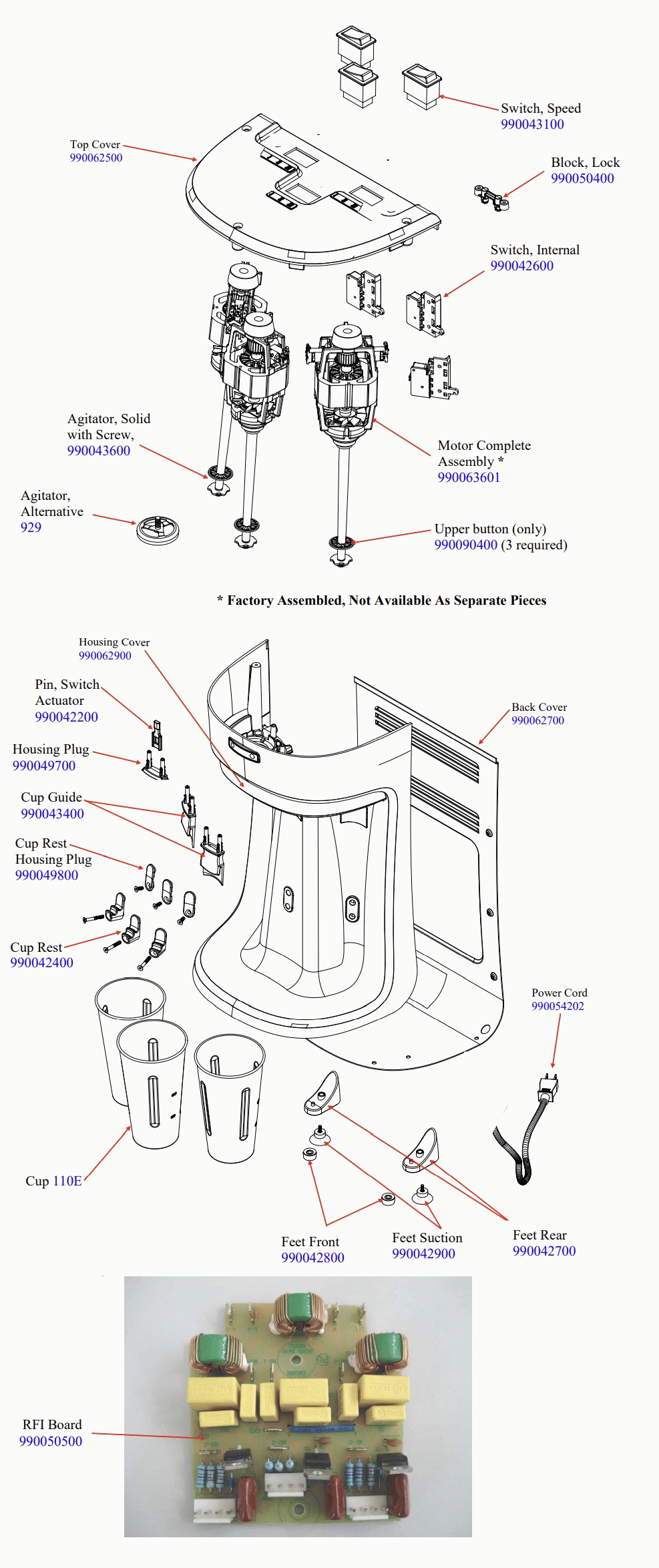 Diagram Diagram and Parts List for HMD400-UK-B  Hamilton Beach Drink Mixer